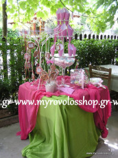 Τραπέζι Βιβλίου Ευχών με Κεράσματα και Γλυκά - Candy Bar, μαζί με την παρουσίαση των μπομπονιέρων, οργάνωση και διακόσμηση βάπτισης ΜΥΡΟΒΟΛΟΣ, δεξίωση στην Σταμάτα