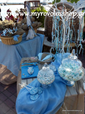 Τραπέζι Βιβλίου Ευχών με Κεράσματα και Γλυκά - Candy Bar, οργάνωση και διακόσμηση βάπτισης ΜΥΡΟΒΟΛΟΣ, στον ιερό ναό Ταξιάρχες στο λιμανακι παραλία Ελευσίνας
