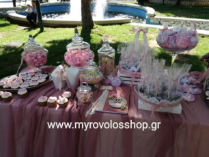 Candy Bar and Lemonade Bar, Τραπέζι Βιβλίου Ευχών, Παρουσίαση Μπομπονιέρων Βάπτισης, κεράσματα και γλυκά βάπτισης, Οργάνωση από το κατάστημά μας ΜΥΡΟΒΟΛΟΣ, εκκλησία Προφήτης Ηλίας στην Αγία Βαρβάρα