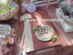 Candy Bar and Lemonade Bar, Τραπέζι Βιβλίου Ευχών, Παρουσίαση Μπομπονιέρων Βάπτισης, κεράσματα και γλυκά βάπτισης, Οργάνωση από το κατάστημά μας ΜΥΡΟΒΟΛΟΣ, εκκλησία Προφήτης Ηλίας στην Αγία Βαρβάρα