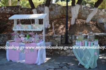 Candy Bar and Lemonade Bar, Τραπέζι Βιβλίου Ευχών, Παρουσίαση Μπομπονιέρων Βάπτισης, κεράσματα και γλυκά βάπτισης, Οργάνωση από το κατάστημά μας ΜΥΡΟΒΟΛΟΣ, Γενέσιο της Θεοτόκου Εκάλη