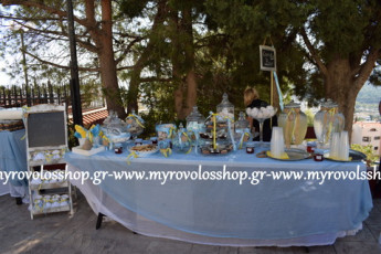 Candy Bar and Lemonade Bar, Τραπέζι Βιβλίου Ευχών, Παρουσίαση Μπομπονιέρων Βάπτισης, κεράσματα και γλυκά βάπτισης, Οργάνωση από το κατάστημά μας ΜΥΡΟΒΟΛΟΣ, εκκλησία Άγιος Γεώργιος στο Δάσος Χαιδαρίου