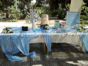 Candy Bar and Lemonade Bar, Τραπέζι Βιβλίου Ευχών, Παρουσίαση Μπομπονιέρων Βάπτισης, κεράσματα και γλυκά βάπτισης, Οργάνωση από το κατάστημά μας ΜΥΡΟΒΟΛΟΣ, εκκλησία Αγίας Βαρβάρας στην Αγία Βαρβάρα