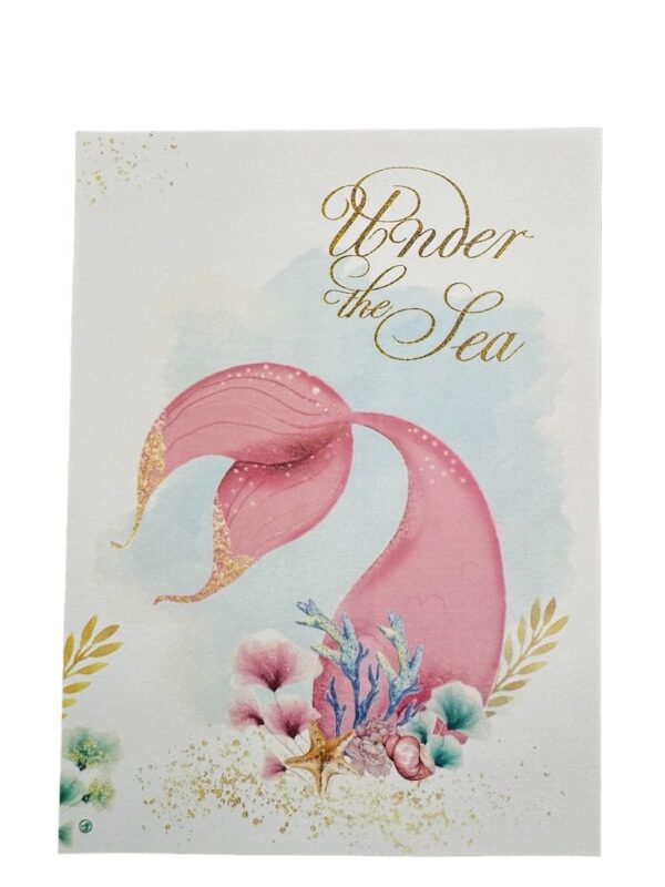 Προσκλητήριο Βάπτισης pink mermaid Myr-13133