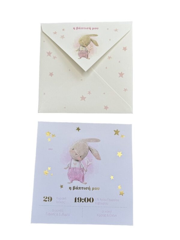 Προσκλητήριο Βάπτισης lovely rabbit Myr-3992 - Image 2