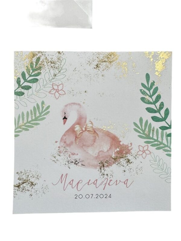 Προσκλητήριο Βάπτισης romantic swan Myr-13035