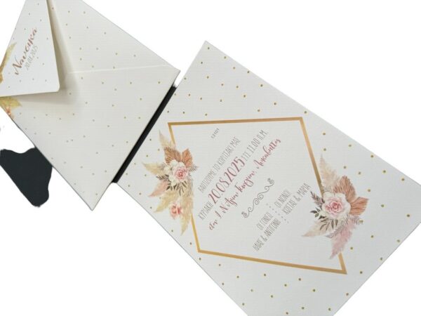 Προσκλητήριο Βάπτισης gold  pampas boho poua Myr-13101 - Image 3